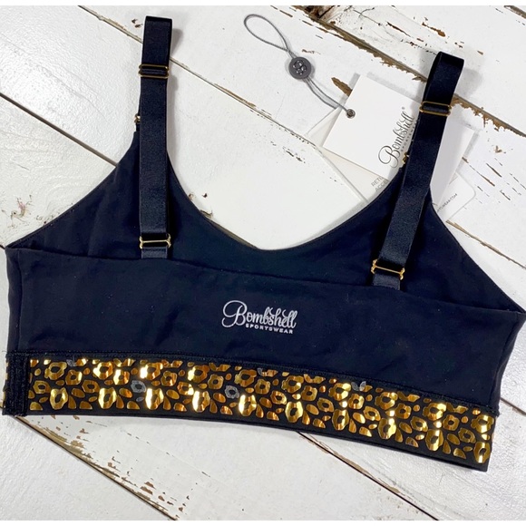 Bombshell Sportswear RARE Leopard Foil Sports Bra - Picture 2 of 10